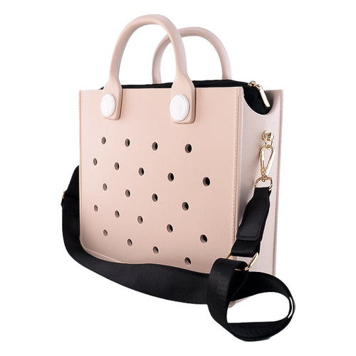 Women Waterproof Eva Punching Shoulder Strap Tote Beach Bag